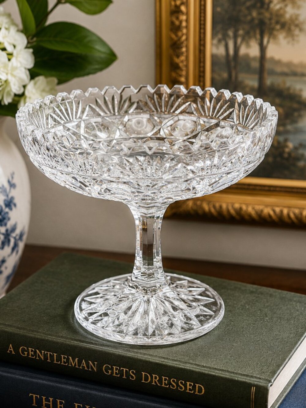 VTG American Brilliant Cut Crystal Compote Pedestal Candy Dish – Pinwheel